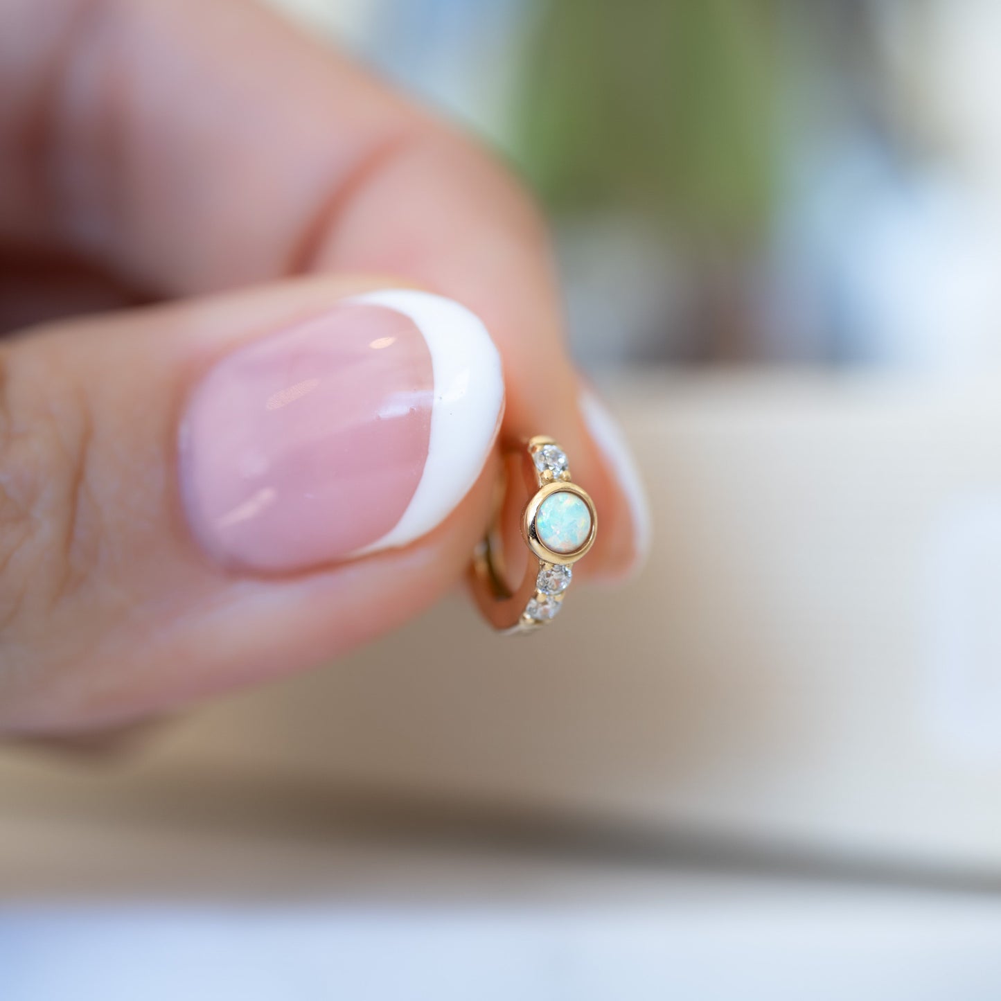 Solitaire CZ Opal Huggies