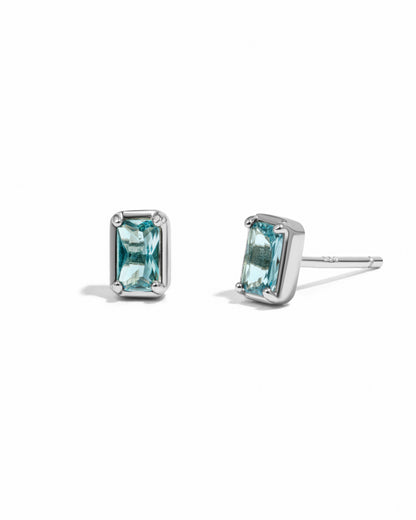 Aquamarine Baguette Studs