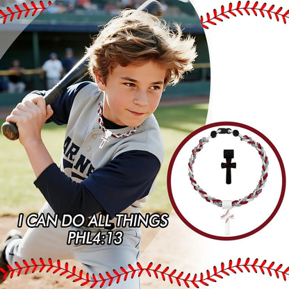 ‚úùÔ∏è‚öæTriple-Rope Tornado Baseball Necklace ‚Äì Cross Charm Pendant with "I CAN DO ALL THINGS PHL4:13"