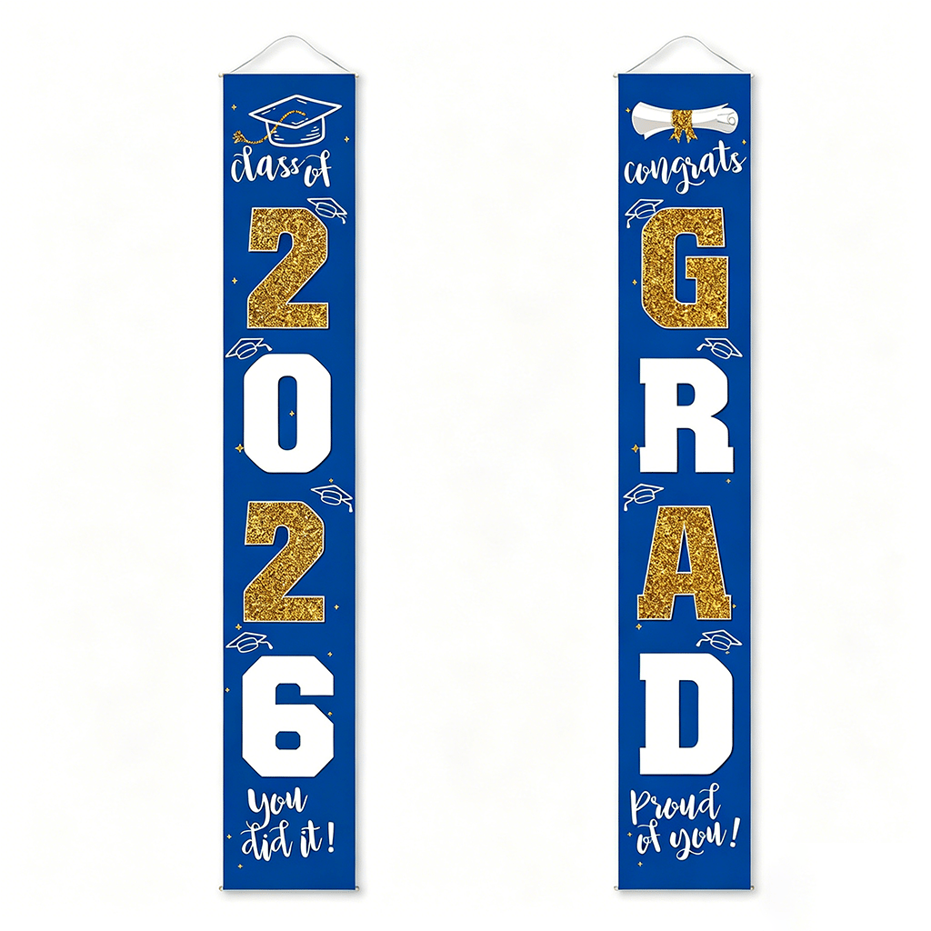 üéìClass of 2026 Graduation Banner 11.8" x 70.87" | Congrats Grad Front Door Porch Decor for Graduation Party (‚ú®Set of 2)