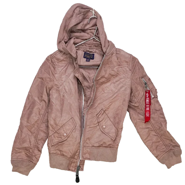 Alpha Industries Pink Women's MA-1 Flight Jacket with Hood - Small - Army & Outdoors - Flight Jackets
