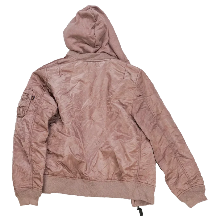 Alpha Industries Pink Women's MA-1 Flight Jacket with Hood - Small - Army & Outdoors - Flight Jackets