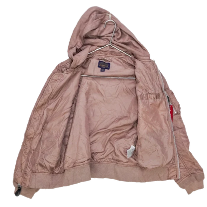 Alpha Industries Pink Women's MA-1 Flight Jacket with Hood - Small - Army & Outdoors - Flight Jackets