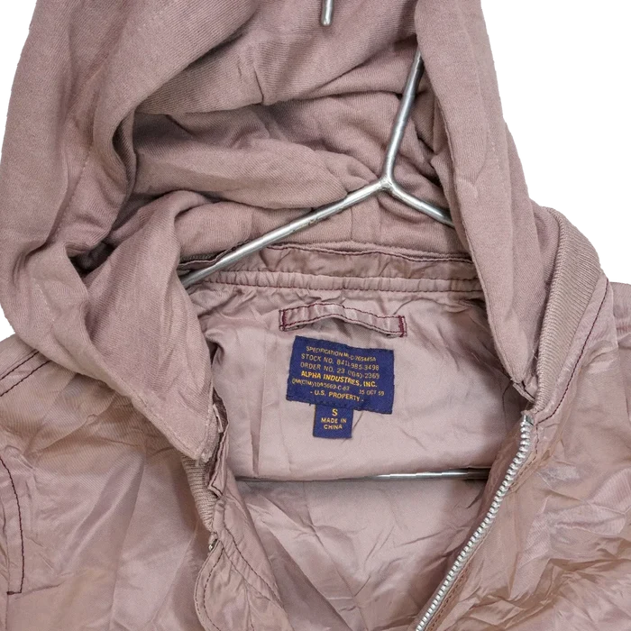 Alpha Industries Pink Women's MA-1 Flight Jacket with Hood - Small - Army & Outdoors - Flight Jackets