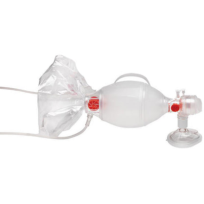 Ambu SPUR II Pediatric/Infant/Neonatal BVM,  Side view.