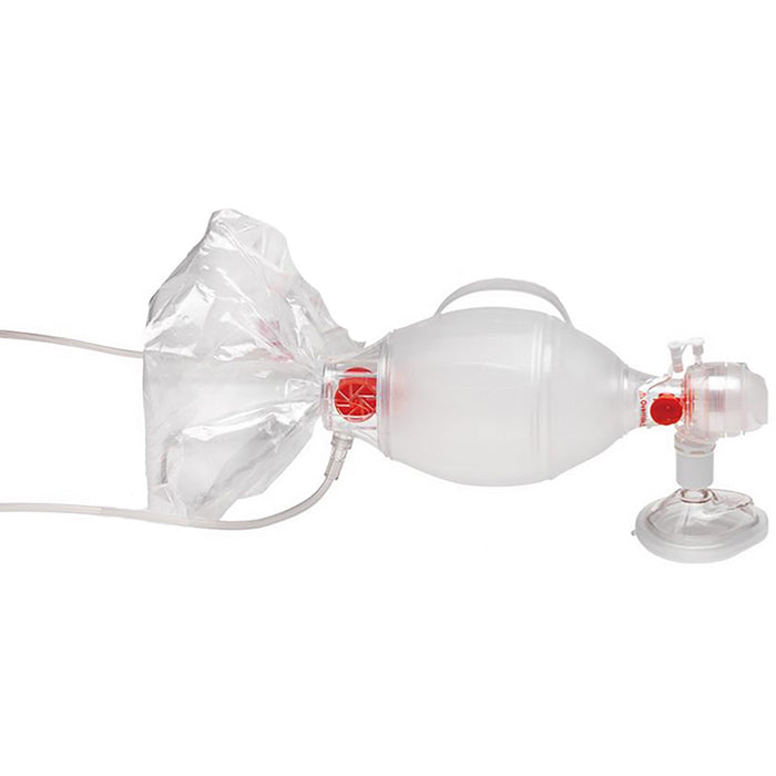 Ambu SPUR II Pediatric/Infant/Neonatal BVM,  Side view.