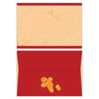 Red envelope with a gingerbread man on a beige background