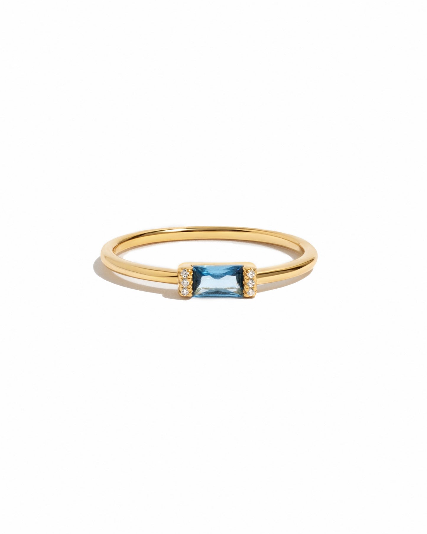 Aquamarine Simple Baguette Ring