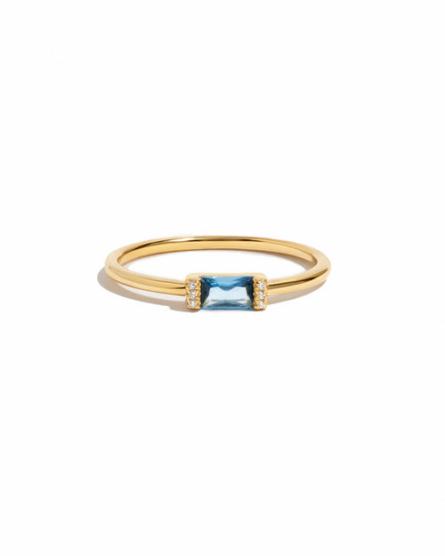 Aquamarine Simple Baguette Ring