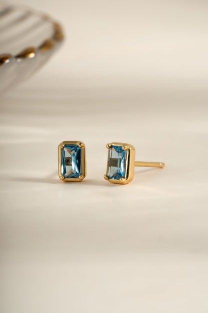 Aquamarine Baguette Studs