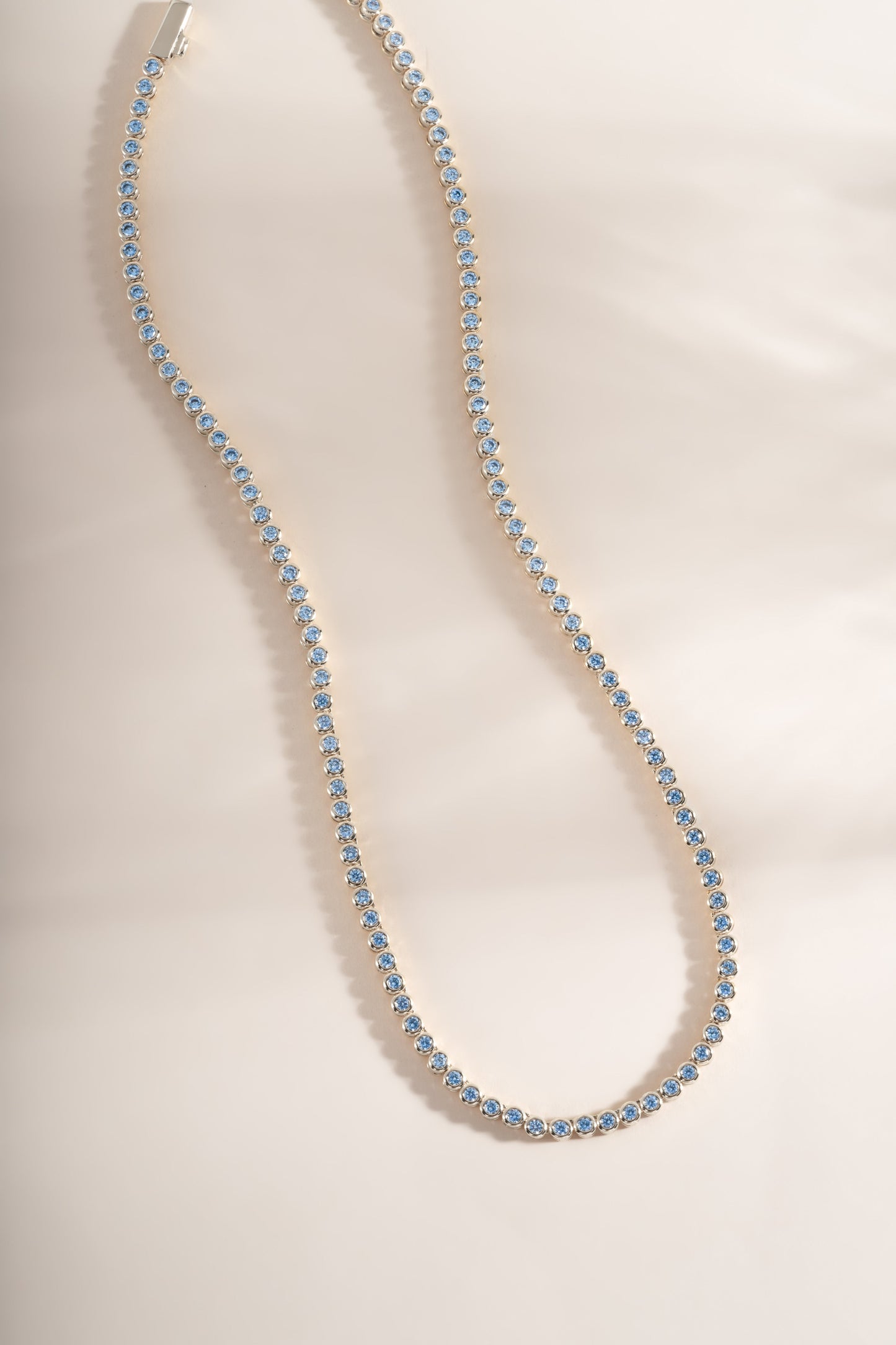 Aquamarine Bezel Tennis Necklace
