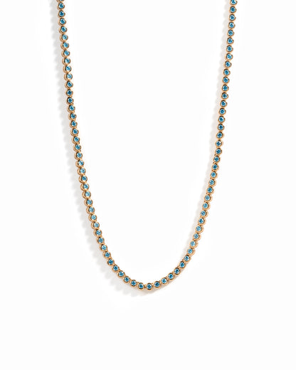 Aquamarine Bezel Tennis Necklace