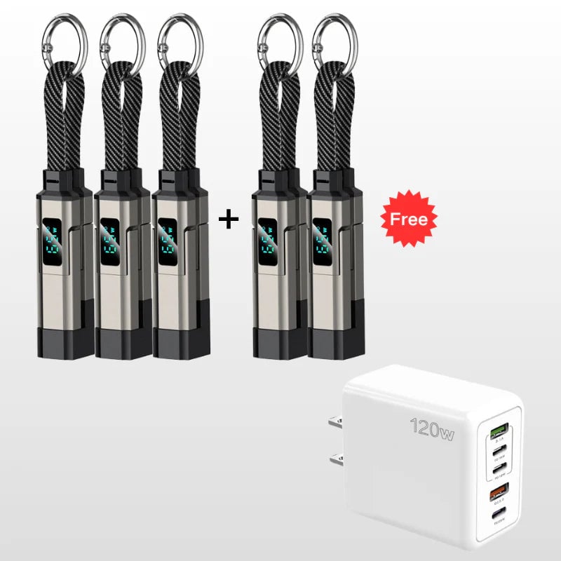 üî•Limited Time SALE 40% OFFüî•4-in-1 Digital Display Keychain Charging Cable