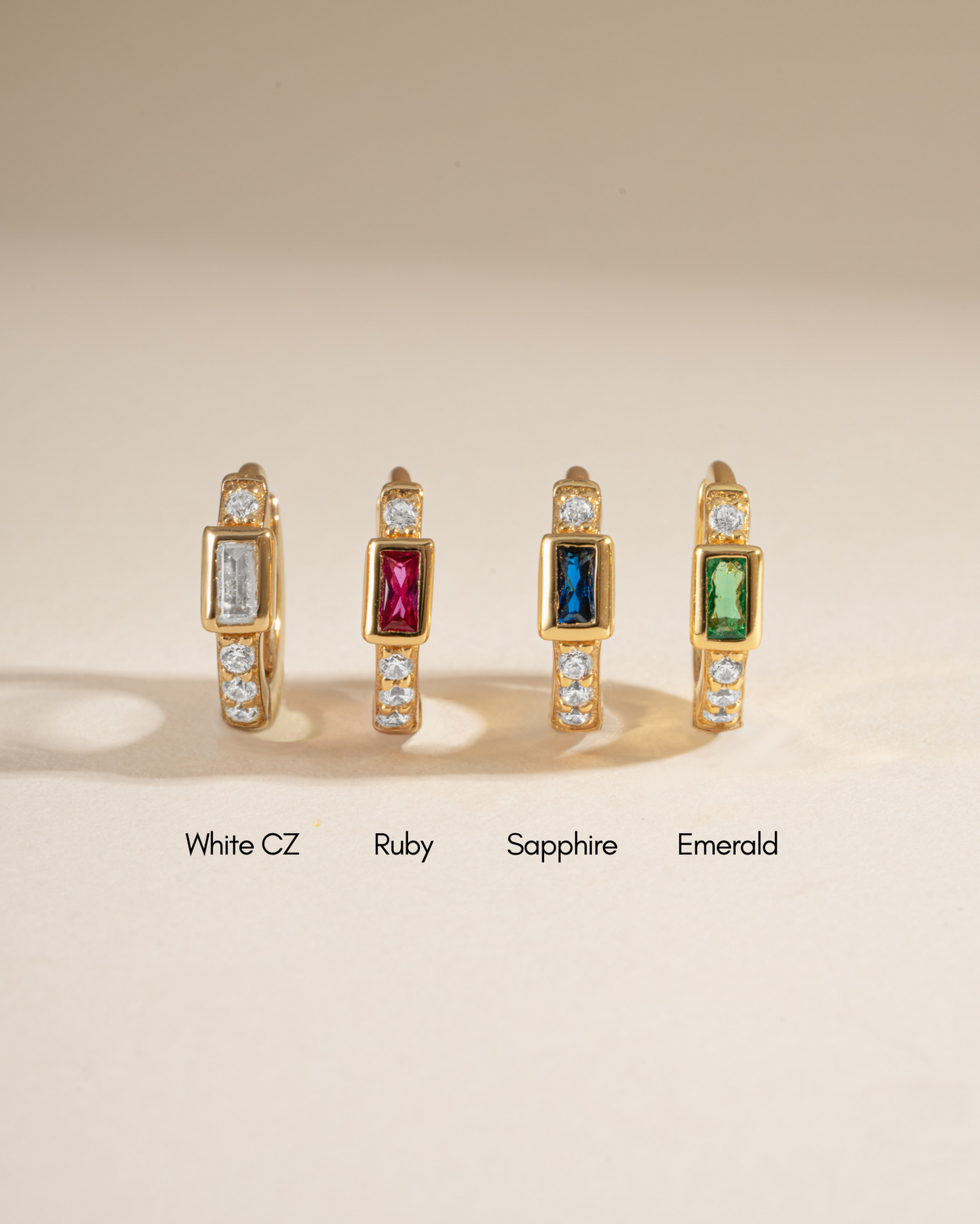 Sapphire Baguette Huggie Earrings