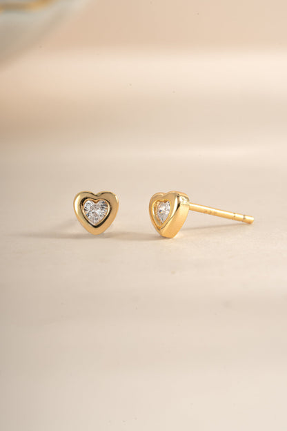 Bezel Heart Studs