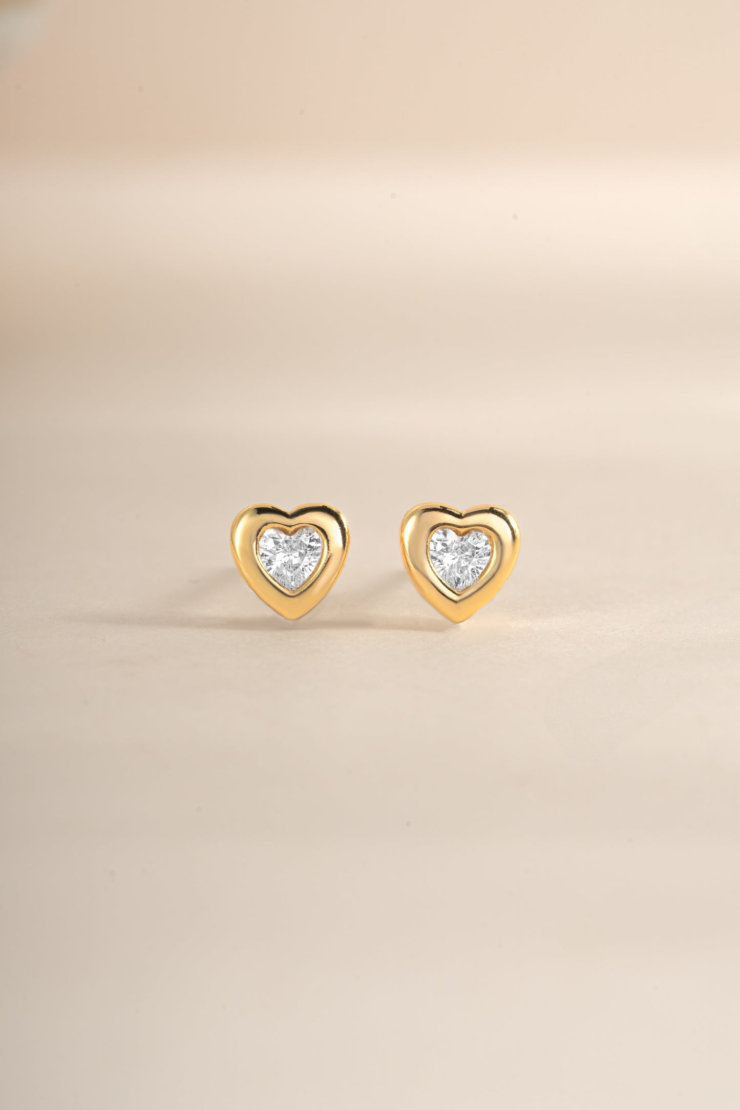 Bezel Heart Studs