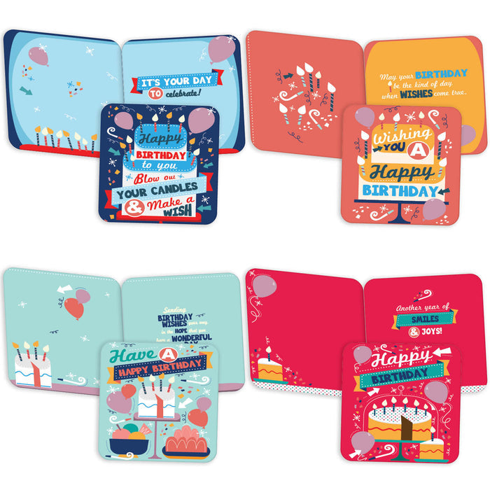 4 Birthday Wishes cards - Assorted Birthday Cards, Box of 20