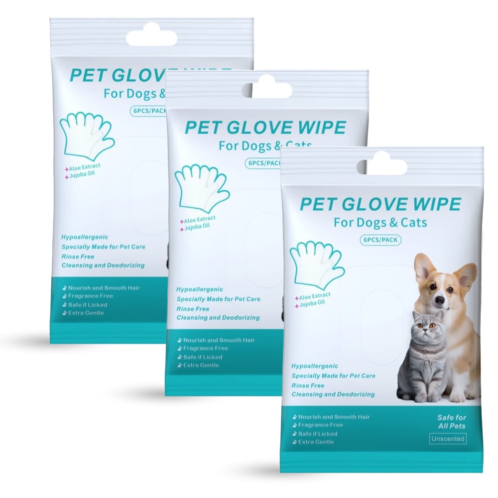 üî•Rinse-Free Dog Shampoo Mitts ‚Äì Hypoallergenic Pet Bath Wipes, 6 Packs