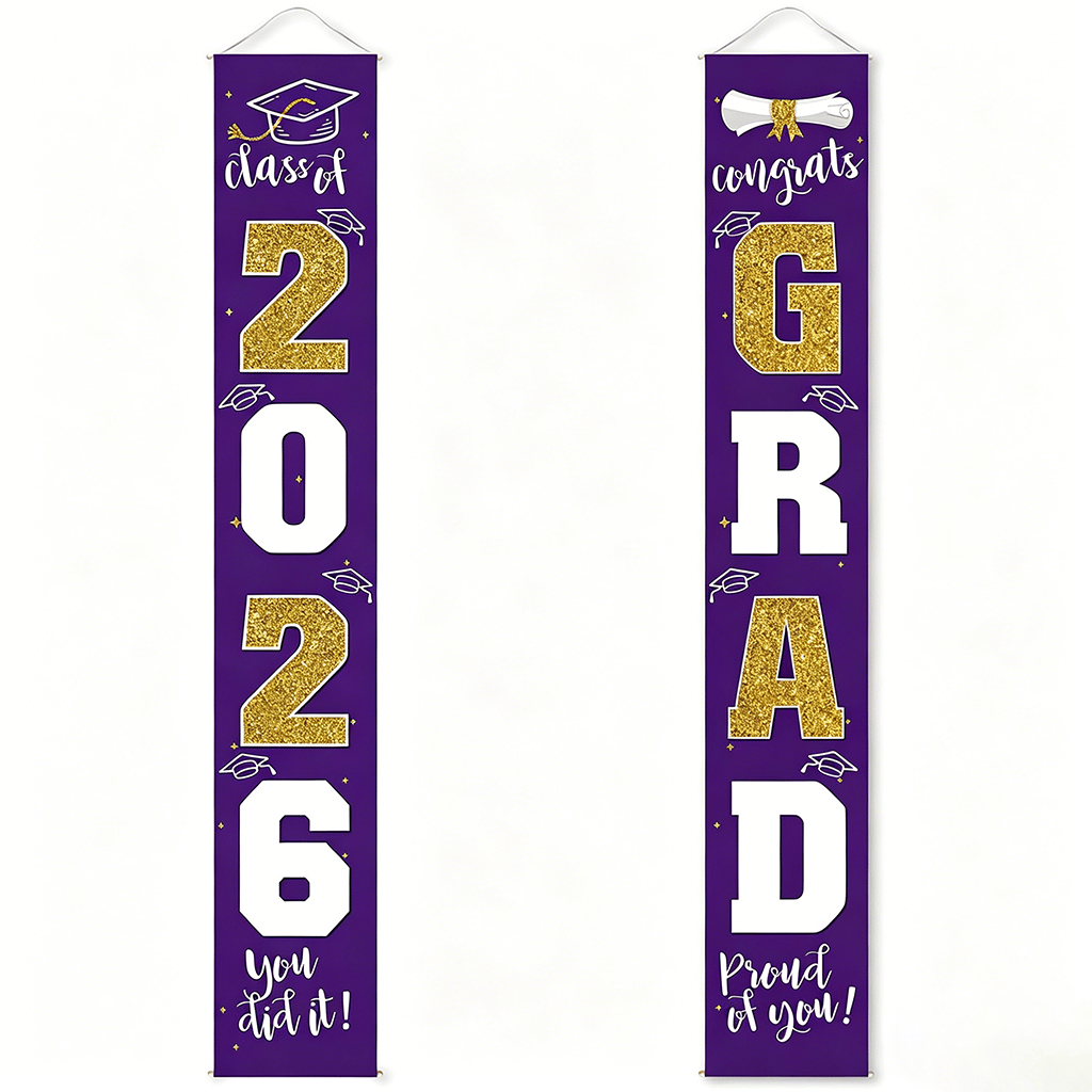 üéìClass of 2026 Graduation Banner 11.8" x 70.87" | Congrats Grad Front Door Porch Decor for Graduation Party (‚ú®Set of 2)