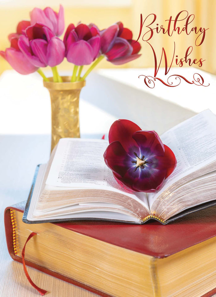 Christian Birthday Cards by Shared Blessings - Bibles and Flowers, 12 Cards and Envelopes