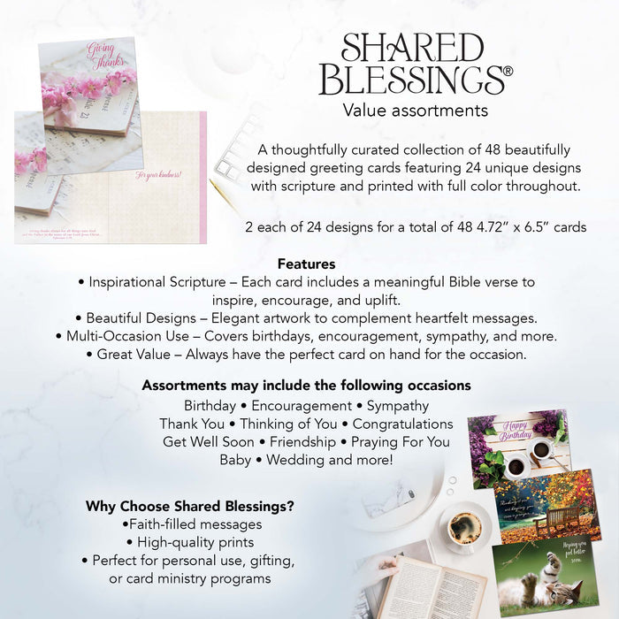 Christian Birthday Cards by Shared Blessings - Celebrations, 48 Assorted Cards