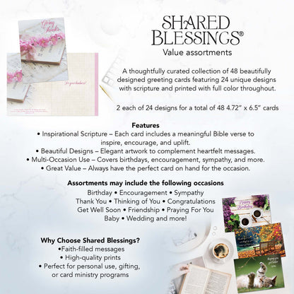 Christian Birthday Cards by Shared Blessings - Celebrations, 48 Assorted Cards