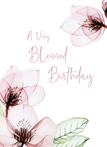 Christian Birthday Cards by Shared Blessings-Transparent Floral, Box of 12 Assorted Birthday Cards