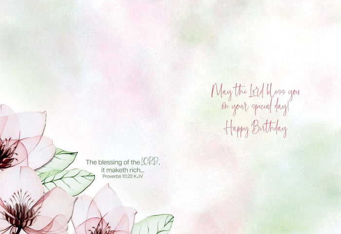 Christian Birthday Cards by Shared Blessings-Transparent Floral, Box of 12 Assorted Birthday Cards