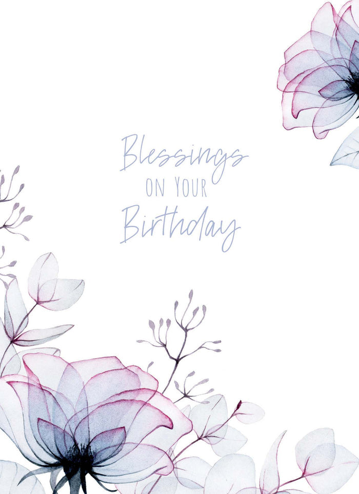 Christian Birthday Cards by Shared Blessings-Transparent Floral, Box of 12 Assorted Birthday Cards