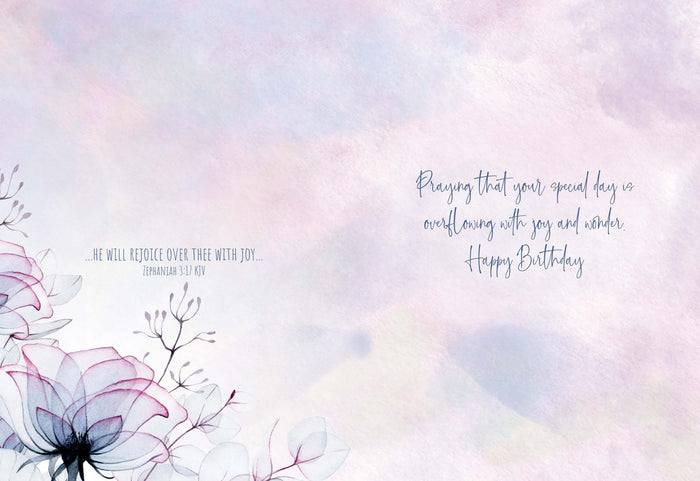 Christian Birthday Cards by Shared Blessings-Transparent Floral, Box of 12 Assorted Birthday Cards