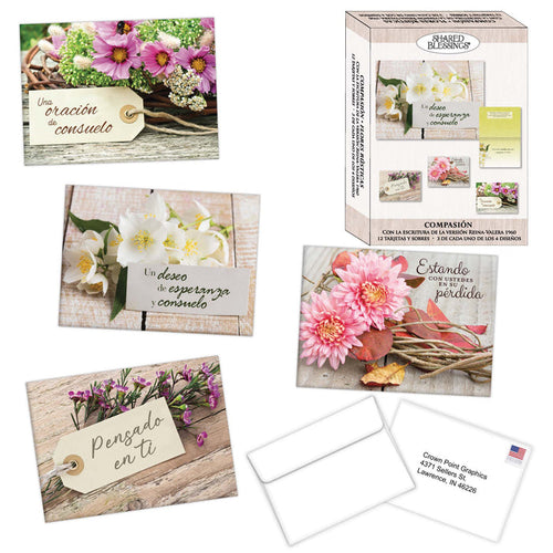 Christian Spanish Sympathy Cards by Shared Blessings, Flores Rústicas
