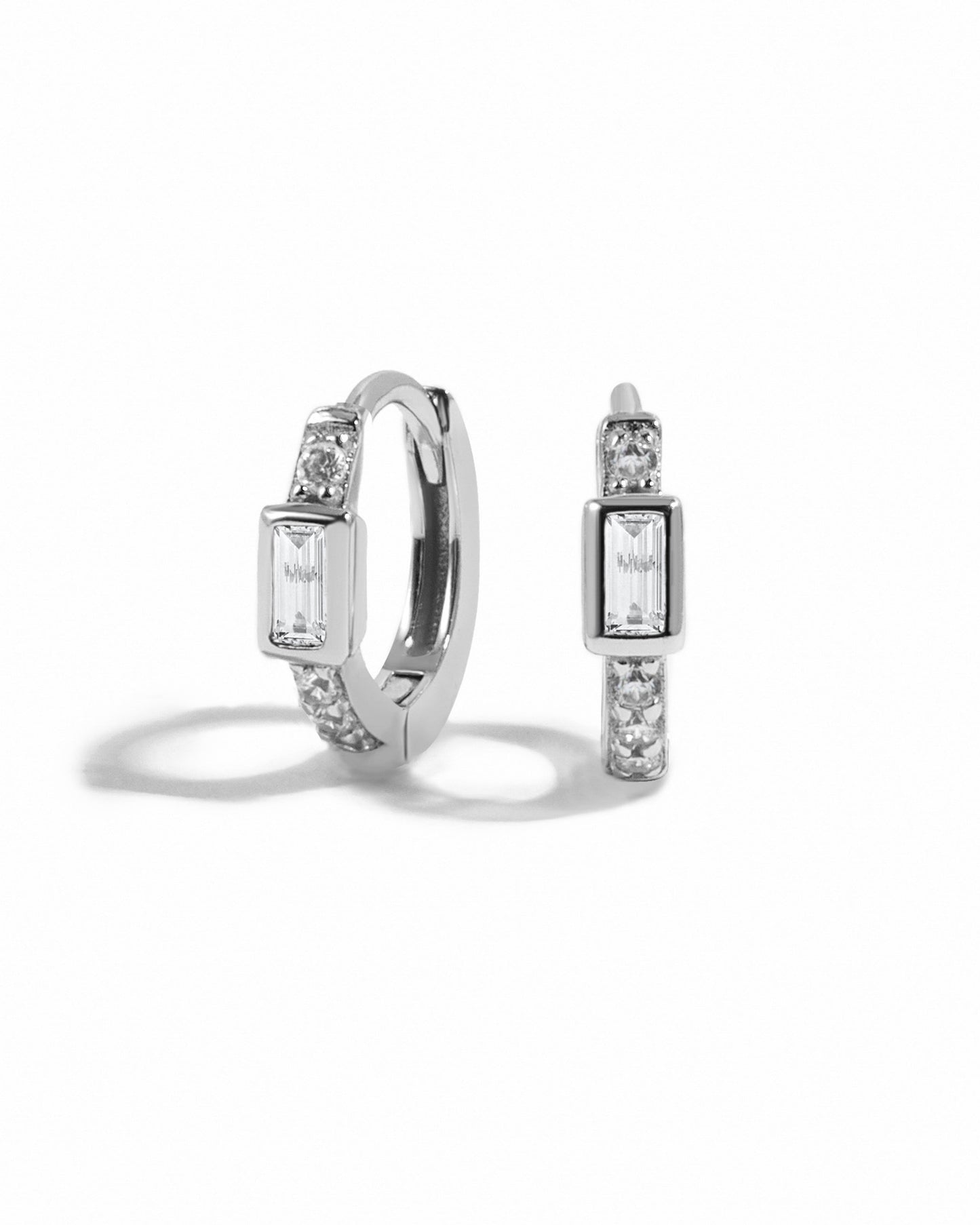 CZ Baguette Huggie Earrings