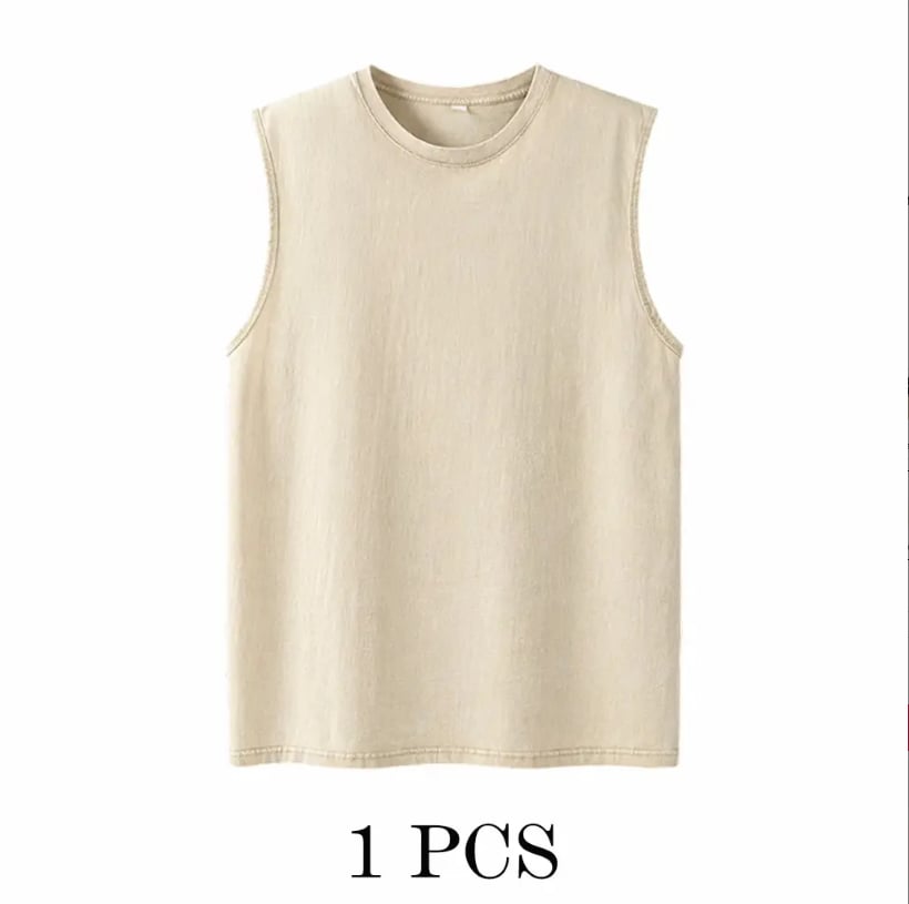 ‚ö° Hot Sales  üî• 4-Pack Men's Washed Sleeveless Vest ‚Äì Heavyweight Cotton, Acid Wash, Oversized Gym & Streetwear