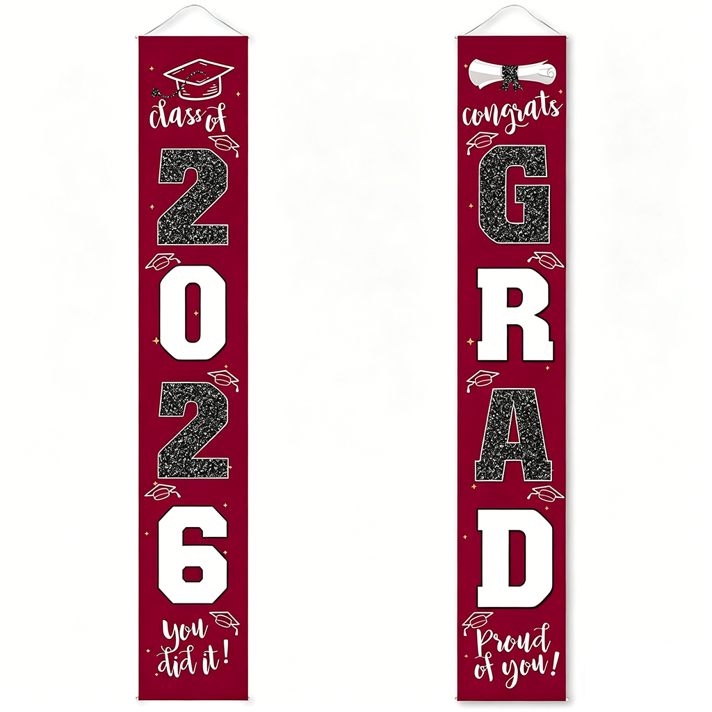 üéìClass of 2026 Graduation Banner 11.8" x 70.87" | Congrats Grad Front Door Porch Decor for Graduation Party (‚ú®Set of 2)