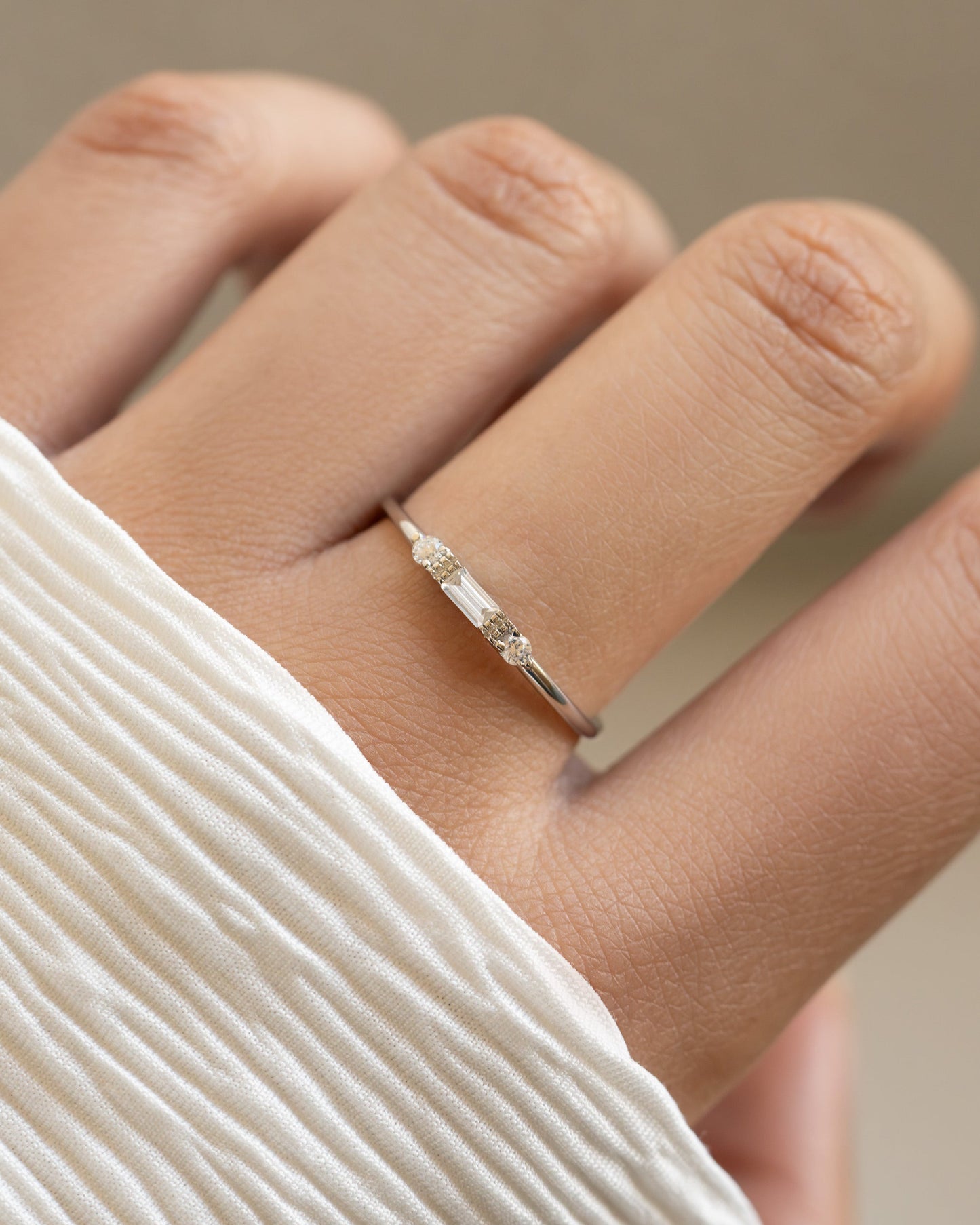 White CZ Baguette Ring