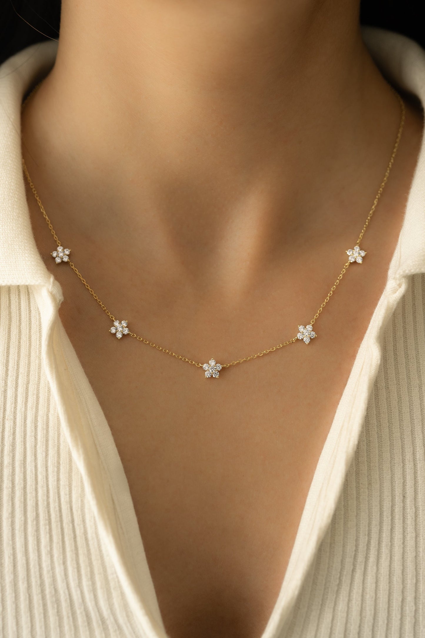 Diamond Flower Necklace