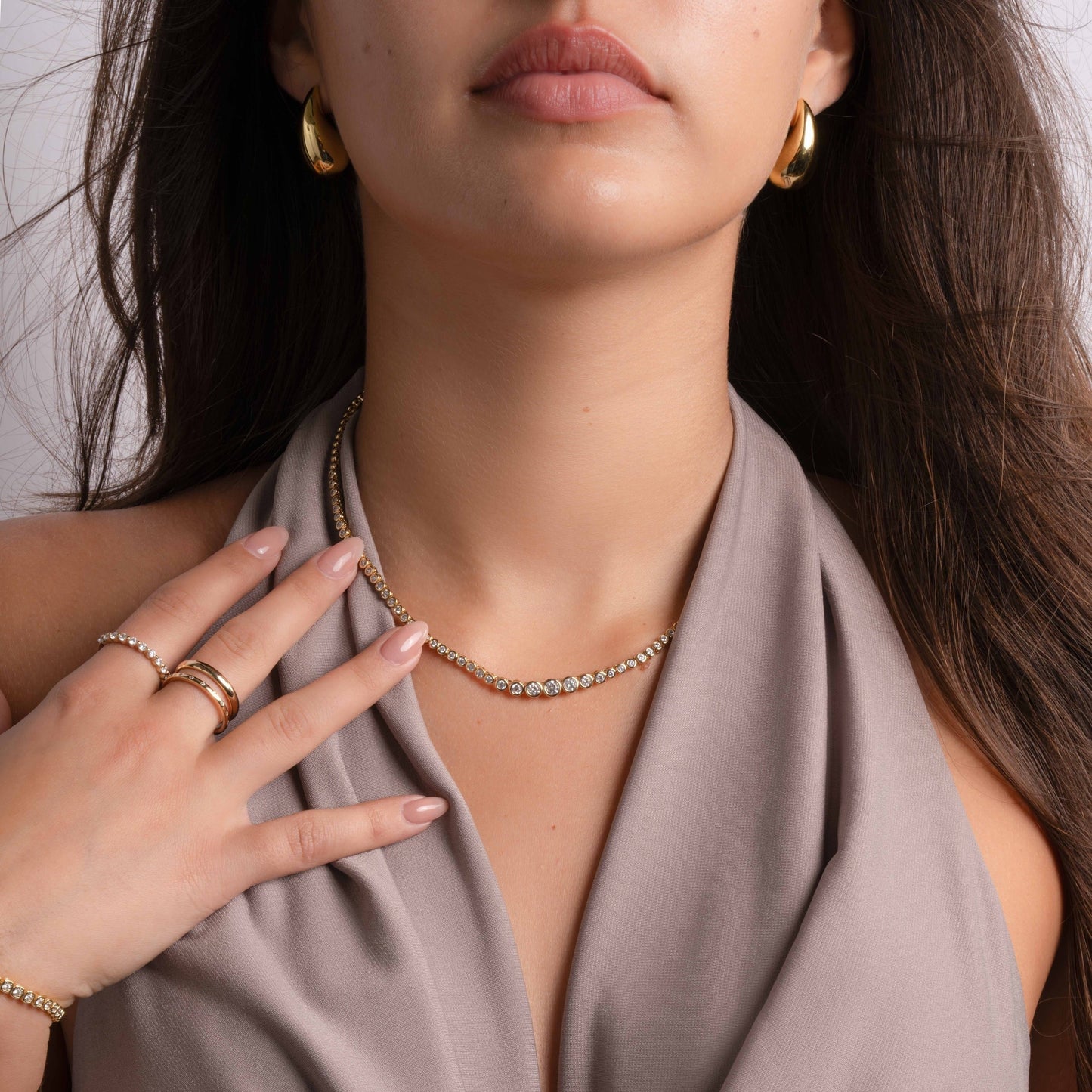 Gradient Bezel Tennis Necklace