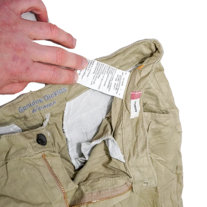 Dickies Women's Khaki Curvy Fit Trousers - Size 14, Medium - Army & Outdoors - Work Trousers