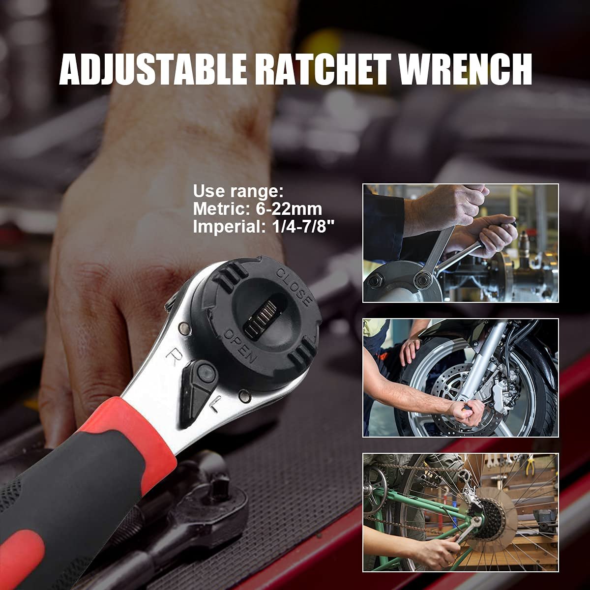 Dailyardtool¬Æ Adjustable Ratchet Wrench Kit for 6-22mm Screw