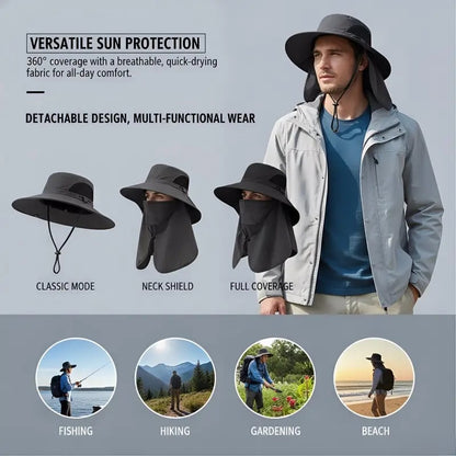 üåûSpring/Summer Fisherman's Hat Detachable Outdoor Sun-Protective Face CoveringüèïÔ∏è (Adjustable & Lightweight Comfort & Unisex Fit)