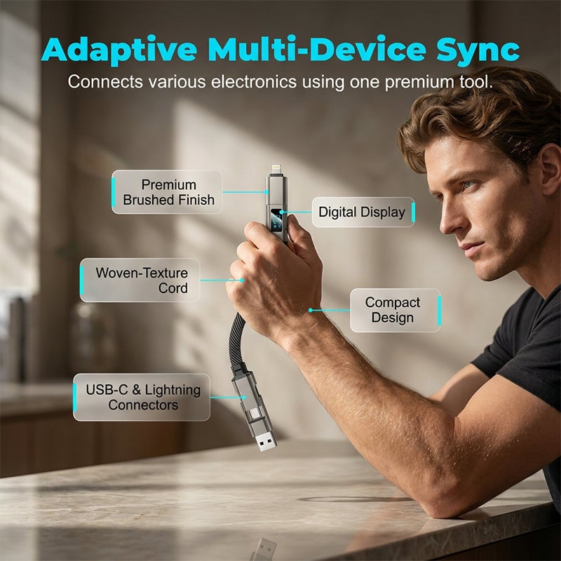 üî•Limited Time SALE 40% OFFüî•4-in-1 Digital Display Keychain Charging Cable