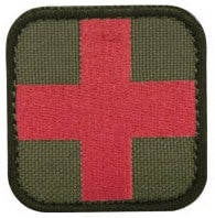 Embroidered Medic Cross Patch, green and red