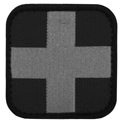 Embroidered Medic Cross Patch, black and gray