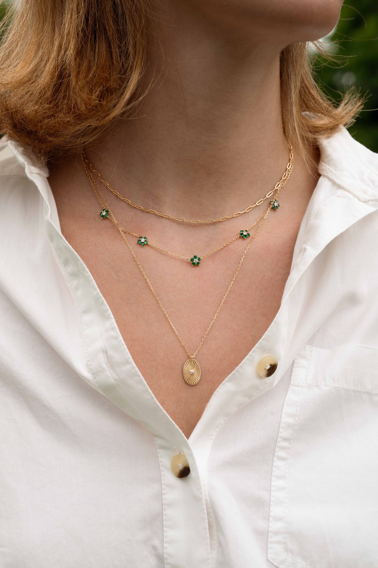 Emerald Flower Necklace