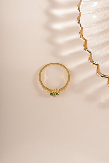 Emerald Flower Ring