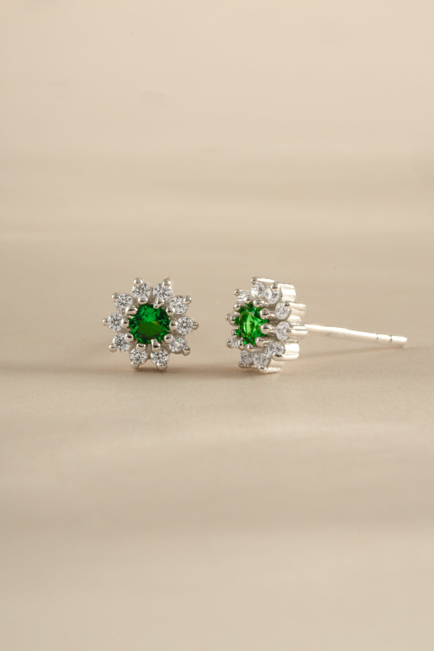 Emerald Dainty Flower Studs