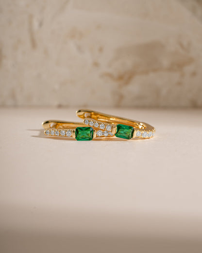 Emerald Hoop Earrings