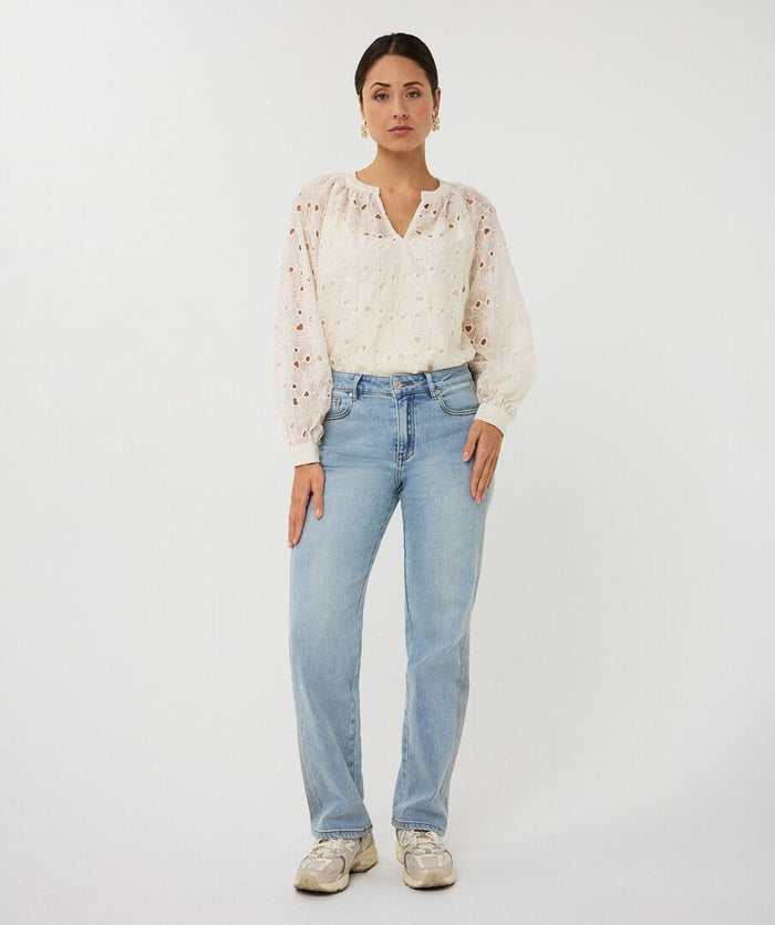 ESQUALO BLOUSE RAGLAN EMBROIDERY ANGLAISE
