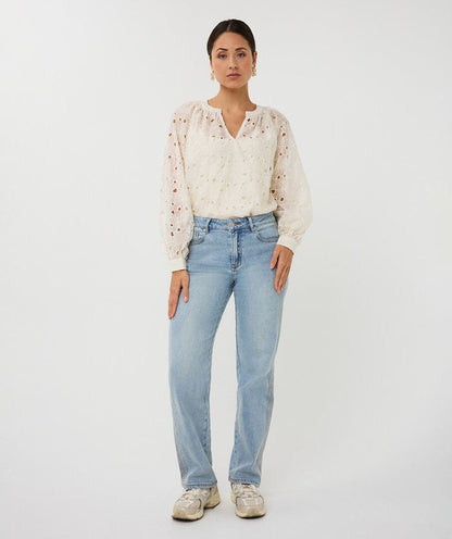 ESQUALO BLOUSE RAGLAN EMBROIDERY ANGLAISE