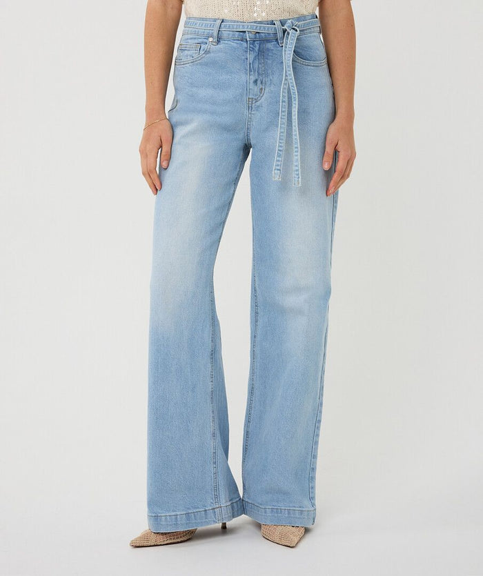 ESQUALO DENIM BELT WIDE LEG